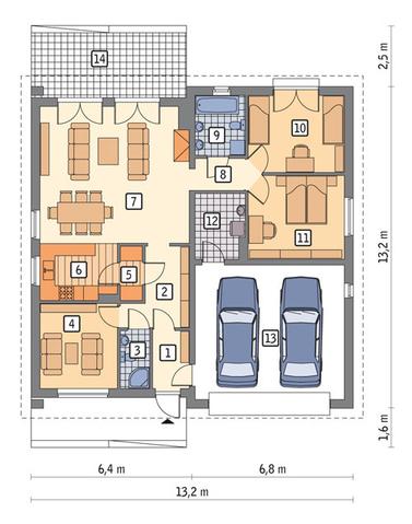 RZUT PARTERU POW. 100,2 m²